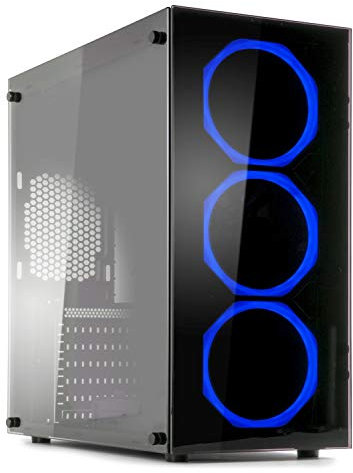 MYKA Case Gamign Cristal ATX 2 X USB2.0 1 USB 3.0 Ventole Halo Blu CG-C01B Zafir