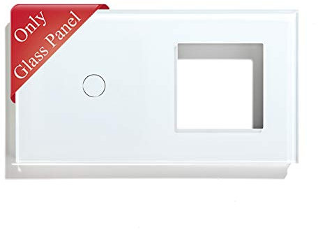 BSEED Marco de vidrio panel de marco de vidrio para interruptor de luz y enchufe panel de vidrio de vidrio panel de vidrio para interruptor de luz de pared y enchufe 1 Gang Blanco 157 mm