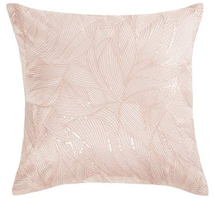 Sleepdown Cuscino Imbottito con Foglie di Paillettes, 40 x 40 cm, Colore, Poliestere e Cotone, Rosa Cipria, Filled Cushion 40cm x 40cm
