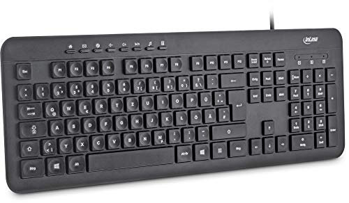 InLine Design Keyboard, Tastatur, USB-Kabel, Flache Tasten, DE Layout, schwarz, 55369A