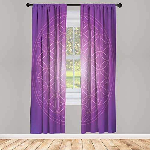 ABAKUHAUS Abstrakt Vorhänge, Blumen-Leben Vibrant, Fensterbehandlungen 2 Panel Set für Wohnzimmer Schlafzimmer Dekor, 150 cm x 245 cm, Fuchsia