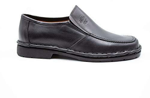 Comodo Sport - Zapato de Piel,mocasín sin Cordones,Suela de Goma,Tallas Grandes,Muy Ancho,Plantilla Extraible, para: Hombre Color: Negro Talla:44