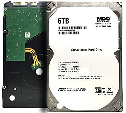 MaxDigitalData 6TB 7200RPM 128MB Cache SATA 6.0Gb/s 3.5 Internal Hard Drive for Surveillance (MD6000GSA12872DVR) - 3 Years Warranty