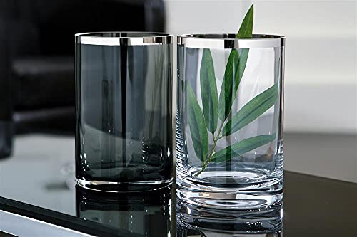 Fink EZ-Platinum Vase m.Platin,Smoke,150027 Höhe 18, Ø 12cm 112252