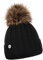 ELIMELI Kaschmir Mütze Damen Winter warme Strickmütze Wollmütze mit Kaschmir Wintermütze mit Kunstfell Bommel Slouch Strick Beanie Damen für Winter Bommelmütze Hergestellt in EU (Schwarz)