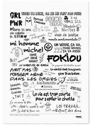 LA Majorette À Moustache - Affiche Graffitis Toilettes - Idée cadeau drôle - 50 cm x 70 cm - Livrée dans Un Tube Protecteur en Carton pour Les Amateurs d'humour décalé