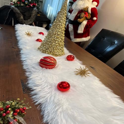 Tischläufer,Oster Tischläufer modern,Tischläufer weiß,Tischläufer Weihnachten,tischläufer abwaschbar,aus Kunstfell Felloptik für Weihnachten ,Hochzeit (30x80cm)