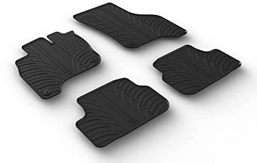 AROBA GL0654 Design Gummi Fußmatten kompatibel mit VW e-Golf VII BJ. 03.2014-05.2020 erhöhter Rand 4 TLG Farbe Schwarz Gummimatten Automatten passgenau