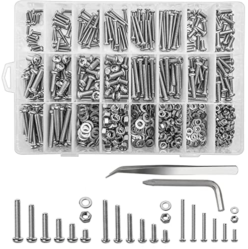 810 Stück Schrauben Set Cruciform Schrauben und Muttern 304 Edelstahl Linsenkopfschrauben Sicherungsscheiben Set M3 M4 M5 Schrauben Muttern und Unterlegscheiben 8/12/16/20/25/30 MM