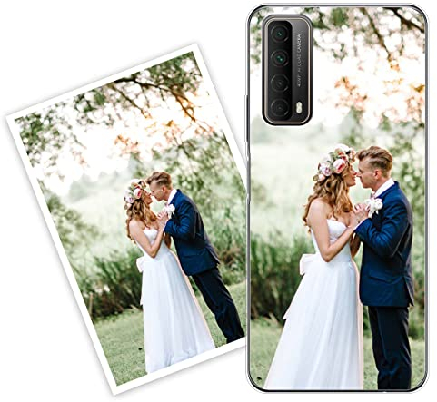 Sunrive Personalisierte Hülle kompatibel mit Huawei P smart 2021 Silikon,Transparent Handyhülle Benutzerdefiniert Weicher Etui mit Eigenem Foto Bild Text Individuelle