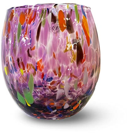 Gocce di Murano 1 Bicchiere Vino Lavorato Secondo la Tradizione degli Artigiani di Murano, Bicchiere Soffiato e Lavorato a Mano 200 ml - Calice Vino Elegante e Prezioso