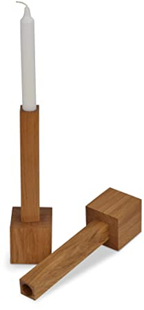 Natuhr Kerzenhalter Block - großer Holz Kerzenständer Eiche geölt für Stabkerzen Tisch Holzdeko Tischdeko Geschenk Hochzeitstag Vintage rustikal skandinavisches Design Kerzen