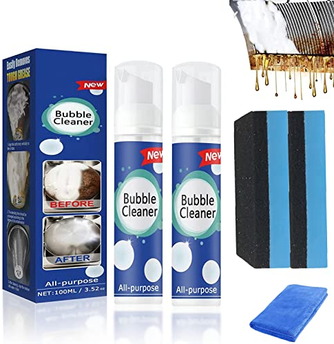 Foaming Heavy Oil Stain Cleaner, Foam Cleaner All Purpose Heavy Duty, Powerful Stain Removing Foam Cleaner, Stubborn Grease & Grime Powerful Remover Spray for Grill, Oven, Pots (2Pcs, 100ML)