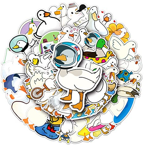 Duck Stickers for Laptop (50 PCS),Gift for Children Teens Adults Girl Boys,Waterproof Stickers for Water Bottle,Cartoon Duck Vinyl Stickers for Scrapbook,Skateboard,Bike Dairy