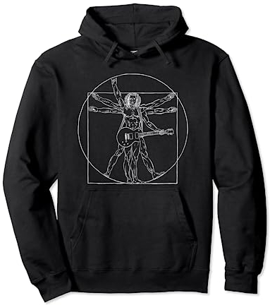Cooler Vitruvian Man Da Vinci Perfect Rocker mit Gitarre Pullover Hoodie
