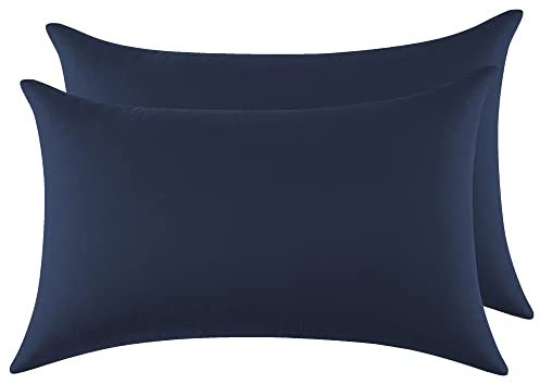 2er Set Kissenbezug 100% Baumwolle 43x63 cm 2 PCS, Superweicher Premium Jersey Kopfkissenbezug, Kissenhülle Dunkelblau