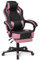 MoNiBloom Ergonomic Gaming Chair with Retractable Footrest & Detachable Lumbar Support 360 Degree Swivel Racing Style PU Leather Computer Gaming Chair with Headrest for Home Bedroom Office, Pink