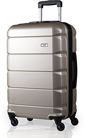 A2B Exodus Hartschalen-Koffer – Hartseitiges Reisegepäck mit 4 Spinner-Rädern | ABS-Koffer groß, mittel und klein in 3 Farben AB001, champagnerfarben, M, Gepäck-Set