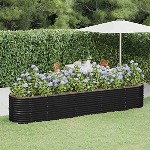 Yolola Hochbeet Metall Großes Hochbeet aus Metall Hochbeete für Garten, Schneckenschutz Hochbeet Wetterfestes Hochbeet für Garten Pflanzen Gartenkräuter Outdoor 368 x 80 x 68 cm Anthrazit