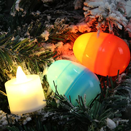 BIOSA 12 Stück Ostereier mit Lichter, Mehrfarbige Osterkerzen Eier Batteriebetriebene, Osterei Dekoration