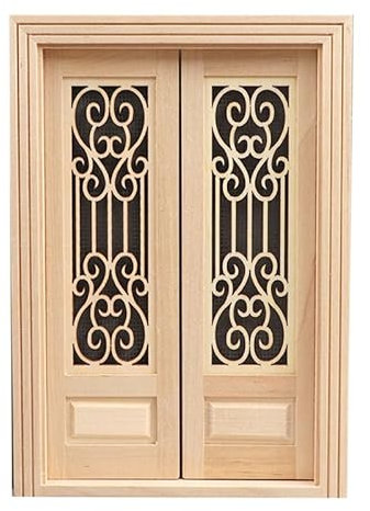 TOYANDONA Puerta De Pantalla De La Casa De Muñecas Muebles De Muñecas En Miniatura Puertas Dobles En Miniatura Terrario En Miniatura Escala 1: 12 Decoraciones De Madera Niño Vidrio