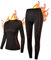 NOOYME Thermounterwäsche Damen Funktionsunterwäsche Damen Warm & Atmungsaktiv Funktionswäsche Damen Thermo Unterwäsche Dame Skiunterwäsche Damen, Schwarz-rot XS