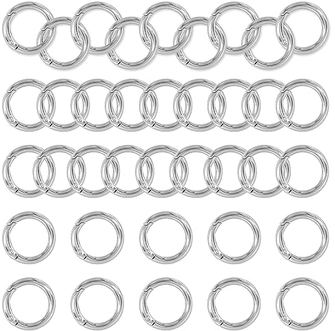 Bomtop 30 Pezzi Scatto Molla Rotonda, Gancio Fibbia Portachiavi, 25mm O Ring a anelli per borse uncinetto, Moschettoni per Borse, Ganci per borse fai da te, Anello Moschettone per Borsetta(Argento)