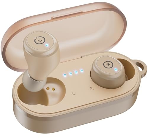 TOZO T10 Wireless Earbuds Bluetooth 5.3 Headphones, App Customize EQ, Ergonomic Desigh, 55H Playtime, Wireless Charging Case, IPX8 Waterproof Powerful Sound in-Ear Headset Khaki (New Upgraded)
