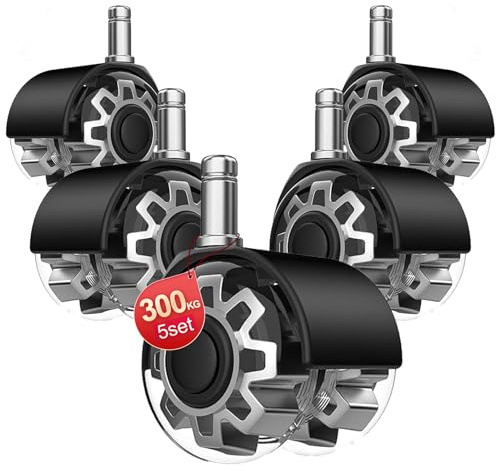 Zelbuck Bürostuhl Rollen 10mm x 22 mm,leichtgängige und leise rollen für bürostühle,schreibtischstuhl rollen, Gaming-Stühle, geeignet für jeden Boden, schützt Böden keine Kratzer,5er Set stuhlrollen