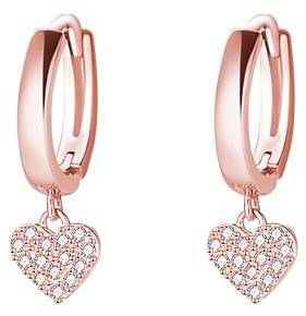 Reffeer Solide 925 Sterling Silber Liebe Herz Kleine Creolen für Frauen Ohrringe Mädchen Ohrringe CZ Herz Creolen Huggie Drop