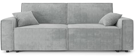 BAÏTA Sofa, rechts, ausziehbar, Mira 3-Sitzer, aus Cordstoff, Hellgrau