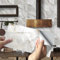 HORIWE Marble Tile Stickers PVC Waterproof Oil Proof for Kitchen Backsplash Bathroom DIY Self Adhesive New Wall Stickers Home Decor White 30x15cm(12x6) 16PCS