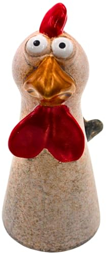 Dekohelden24 Keramik Zaunstecker als Huhn in weiß, Maße L/B/H ca. 13,5 x 9,5 x 22 cm.