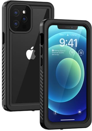 Lanhiem iPhone 12 Pro Max Waterproof Cover, IP68 Waterproof and 360 Degree Protection Case Underwater Shockproof Rugged Full Body Cover with Screen Protector for iPhone 12 Pro Max, Black