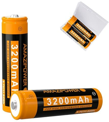 3.7Volt Pilas Recargables,3200mAh NiMH Alta Capacidad Baterías, 1000 Ciclos, Portátil Pro Power Iluminación Emergencia Linterna Batería (Paquete de 2) ZE