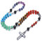 PiercingJak Rosenkranz Kette Herren Katholische Kreuz Halskette mit Hämatit Kreuz Anhänger 7 Chakra Kristall Schmuck Christlich Religiöse Gebet Kommunion Taufe Geschenke für Männer Frauen Damen