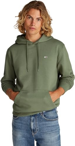 Tommy Jeans Herren Hoodie Regular Fit Flag Fleece mit Kapuze, Grün (Aruba Green), S