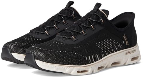 Skechers Women's Glide-Step Gratify-Pace Hands Free Slip-ins Sneaker, Bkgd=black/Gold, 35 EU