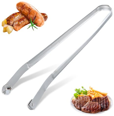 Pince de Cuisine Réversible en Acier Inoxydable pour Saucisses, Pince à Retourner Les Saucisses BBQ, Accessoire de Barbecue pour Retourner La Viande, Le Bacon, Les Steaks, Les Légumes (38 cm)