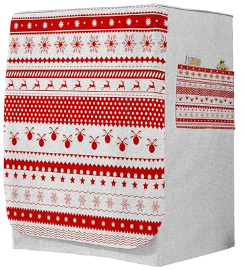 Highdi 3D Waschmaschinenabdeckung, Staubdicht Sonnenschutz für Frontlader Waschmaschine Staubdichte Staubdichte Abdeckung Waschmaschine (Xmas 9,L-Kapazität 10.5~12kg)