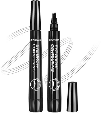 Microblading Eyebrow Pen - 2 PCS Liquid Pencil, Waterproof 4-Tip Pen for Natural Brow Contouring (Black-05)