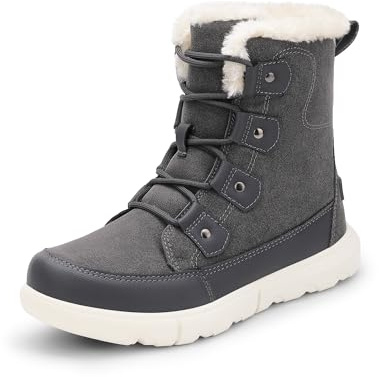 DREAM PAIRS Womens Winter Boots Cozy Faux Fur Anti-Slip Snow Boots Lace Up Comfort Stylish Ankle Booties for Cold Weather City Walk,Size 4,Dark Grey,SDSB2404W