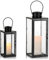 Staymoment Laterne Deko Schwarz für Draußen: 2er Set 24/35 cm Windlicht outdoor als Balkon Garten Deko modern Tischdeko Grablaterne Kerzenhalter