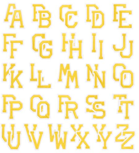 PATIKIL Iron on Letter Patches, 52Pcs Embroidered Letters A-Z Sew on Iron on Patches for Clothes Backpacks Hats DIY Accessories, Yellow 2inch Height