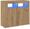 vidaXL Sideboard mit LED-Leuchten Artisan-Eiche 80x35x75 cm, Beistellschrank, Aufbewahrungsschrank, Flurschrank, Schrank, Küchenschrank