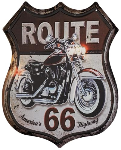 Moritz Targa in metallo 40 x 50 cm Route 66 cartello stradale moto decorazione targa in metallo retrò vintage frasi divertenti
