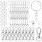 150Pcs Keychain Rings Set, 25mm Key Ring Hoops, Keyring Chain Open Jump Rings, Screw Eye Pins and Lobster Clasps, Making Own Split Key Ring with Chain for DIY Craft Art Jewellery