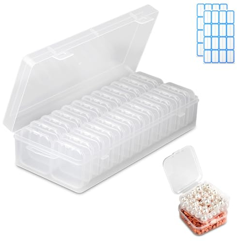 24PCS Kleine Aufbewahrungsbox mit Deckel 5.5x5.5x2cm & 1 Große Perlen Aufbewahrungsbox Transparent Aufbewahrung Bügelperlen Mini boxen aufbewahrung mit Klappdeckel für Perlen Schmuck Pillen Kleinteile