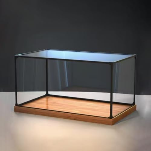 Vitrine pour Collection Boîtes en Acrylique Transparentes pour L'affichage D'objets de Collection, Boîte de Rangement en Cube Anti-poussière avec Base en Bois, Boîte Transparente Empilable(40x25x20cm(
