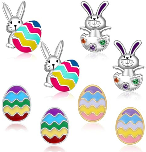 Ostern Ohrringe 4 Paare Hasen Ohrringe Osterohrringe Osterhase Ohrstecker Oster Schmuck Ostereier Oster Hase Geschenk Easter Gifts Bunt Tiere Ohrstecker Damen Mädchen